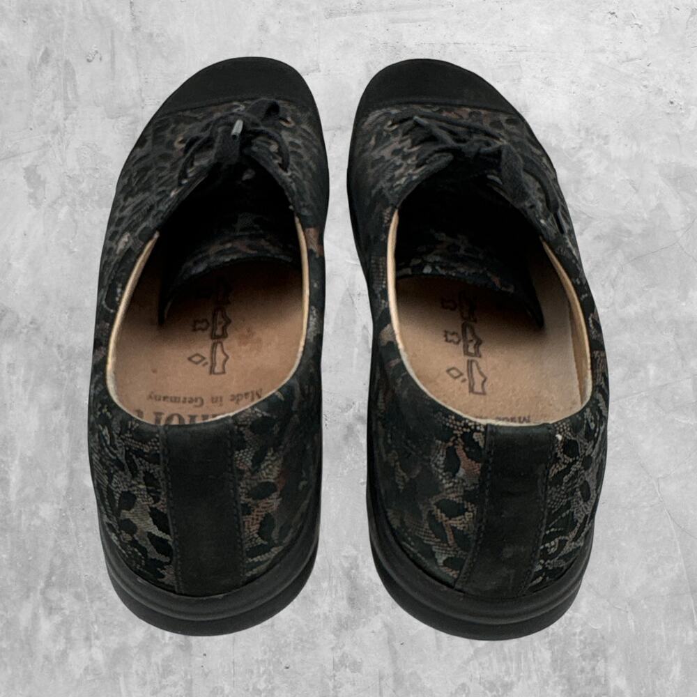 FINN COMFORT Ikebukuro Black Lace-Up Shoes Multi-Color Snakeskin Lace Print 8.5 - Picture 3 of 5